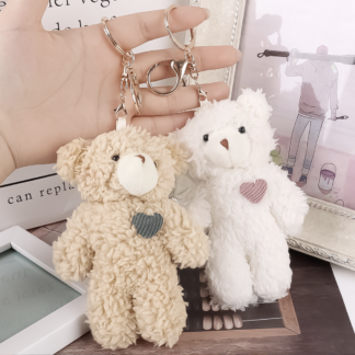 Set 2 Cute Plush Bear Keychains