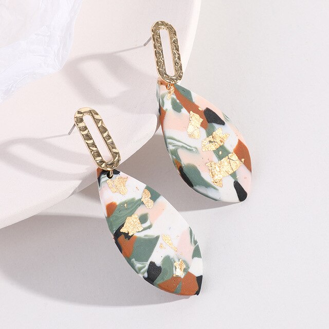Makersland Morandi Color Marble Geometry Ceramic Clay Earrings - Image 3