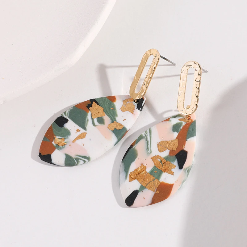 Makersland Morandi Color Marble Geometry Ceramic Clay Earrings - Image 2