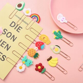 10 pcs/lot Cute Cartoon Fruit Animals Mini Paper Clips Bookmark