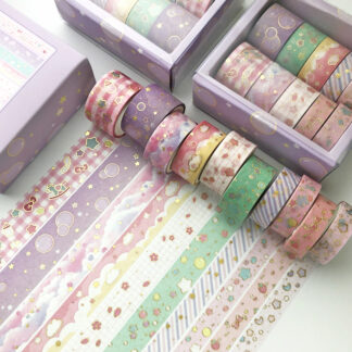 10 PCS/Set Pink World Gold Decorative Adhesive Washi Tape