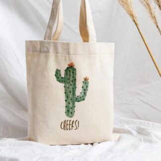 Cotton Canvas Cactus Bag with Handles