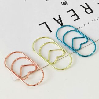 10 PCS/Bag Metal Heart Gold Rose Paper Clip Bookmark