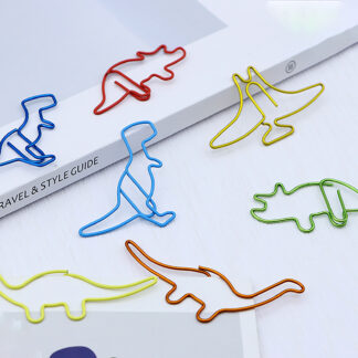 10PCS Dinosaur Paper Color Bookmark Binder Clips