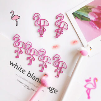12 PCS/ Lot Metal Flamingo Bookmark Planner Paper Clips