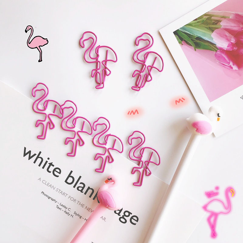 12 PCS/ Lot Metal Flamingo Bookmark Planner Paper Clips