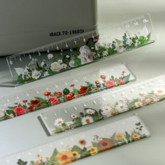 4PCS 15cm Daisy Flower Ruler Multifunction DIY Drawing Tools