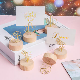 1PC Creative Round/Square Shape Wooden Base Photo Clip