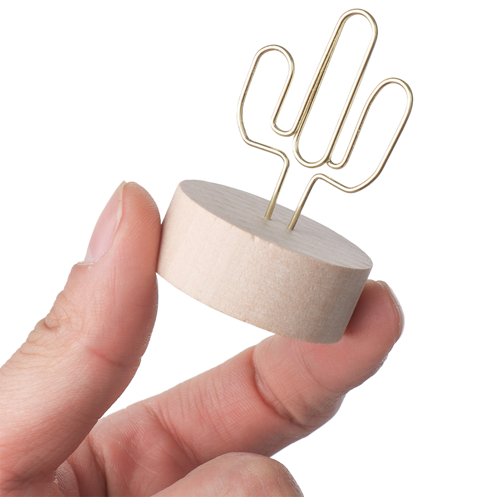 1PC Creative Round/Square Shape Wooden Base Photo Clip - Image 5