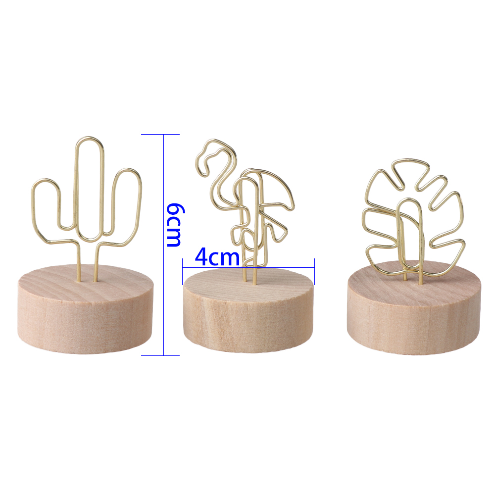 1PC Creative Round/Square Shape Wooden Base Photo Clip - Image 6