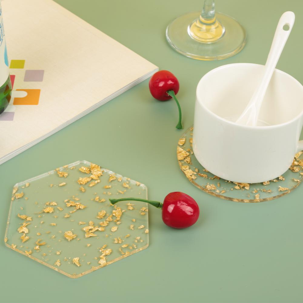 1PC Ins Gold Non-slip Acrylic Coaster - Image 2