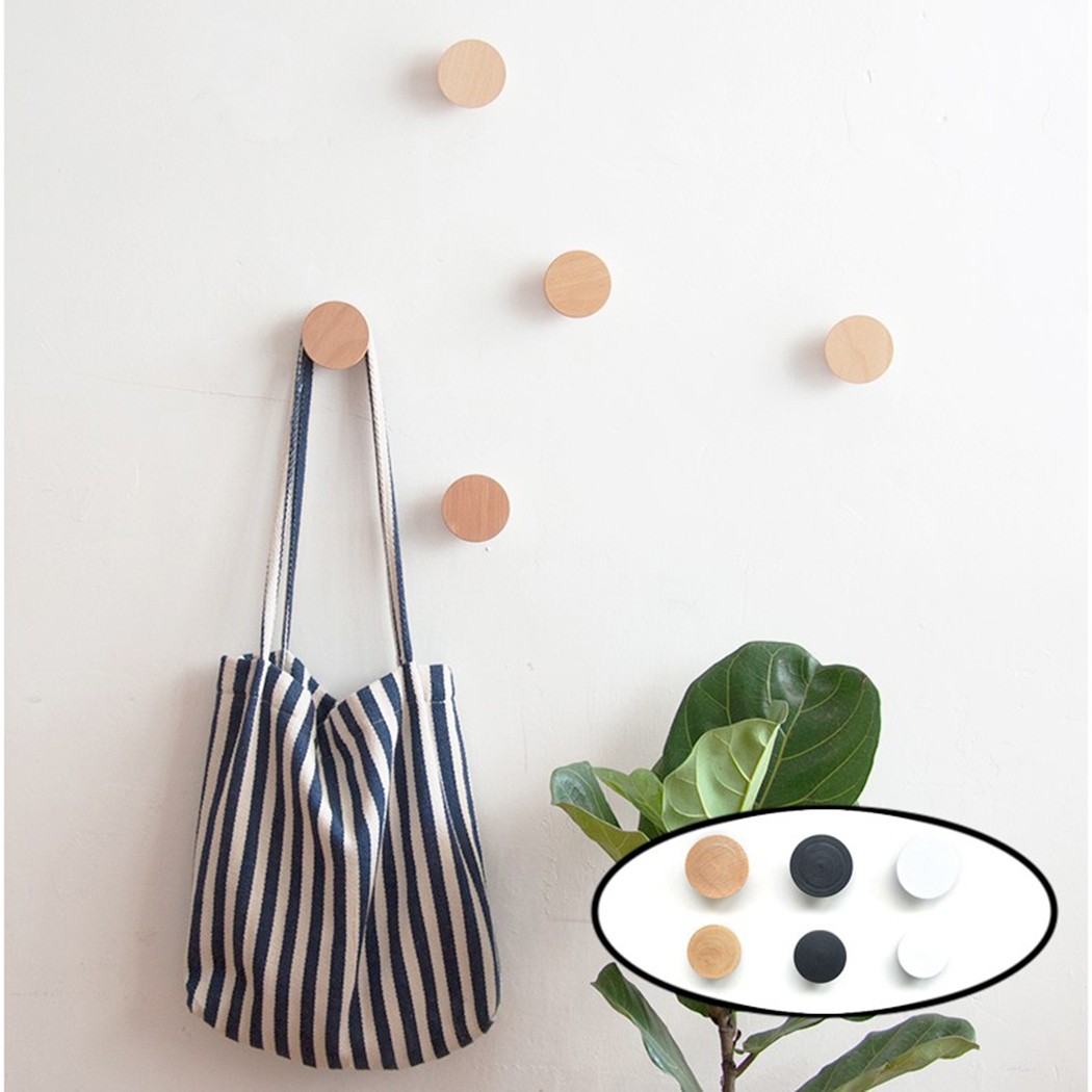 Round Clothes Hanger Natural Wood Wall Racks