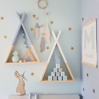 1Pc Wooden Triangle Storage Holder Rack Room Decor
