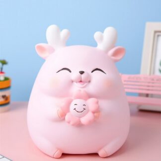 Cartoon Deer Shaped Piggy Bank, Cute Pink