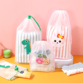 Girl Clear Drawstring Cosmetic Bag PVC Transparent Makeup Bag