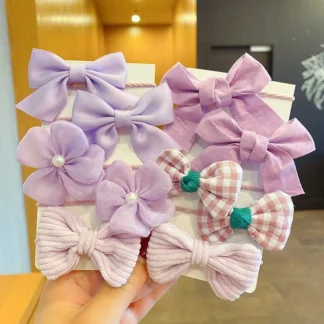 Big Bow Flower Elastic Sweet Hairbands Girls Purple