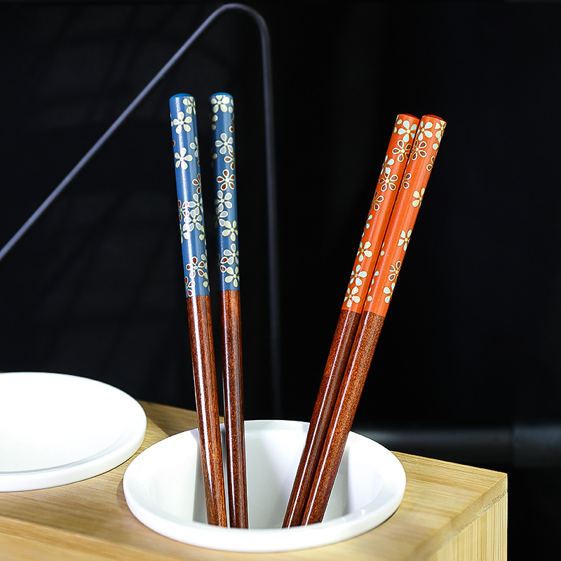 2 Pairs Wooden Plum Reusable Pointed Chopsticks - Image 3