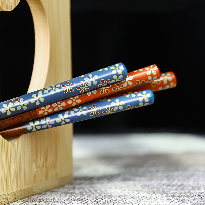 2 Pairs Wooden Plum Reusable Pointed Chopsticks - Image 4