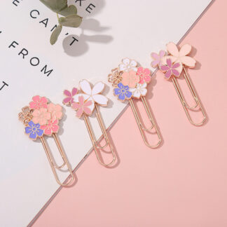 Pink Sakura Flowers Metal Bookmark