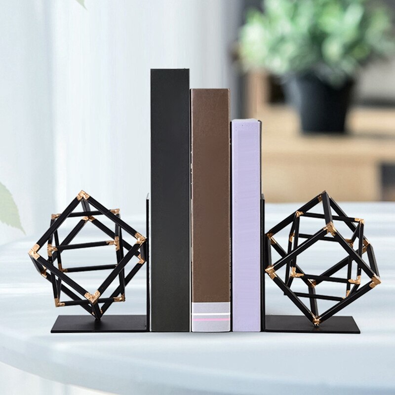 2 Pack Geometric Shelf Decor Cubic Shape Books Organizer