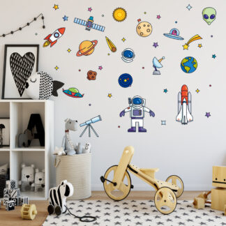 Spacecraft Alien Rocket Cartoon Children's Room Wall Sticker