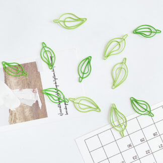 20 pcs/lot Cute Green Paper Clips Book Marks