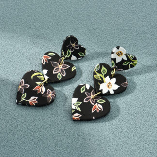 Long Pendants Earrings Ceramic Clay Texture Print