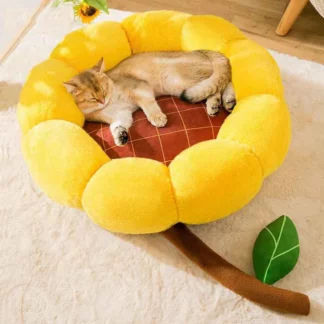 Pet Mat Bed Sun Flower Shape Round Nest, Yellow