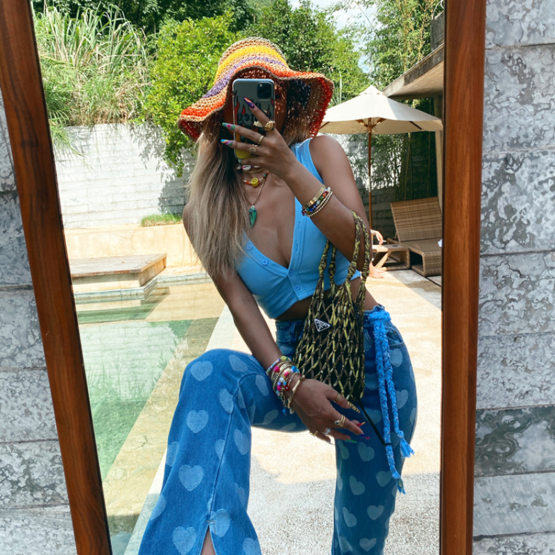 Ladies Rainbow Striped Hand Crochet Bucket Hat - Image 5