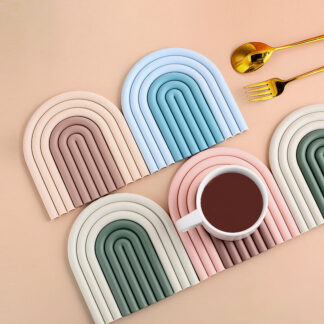 Rainbow Shape Silicone Heat Insulation Pad Stackable Cup Mat Coasters