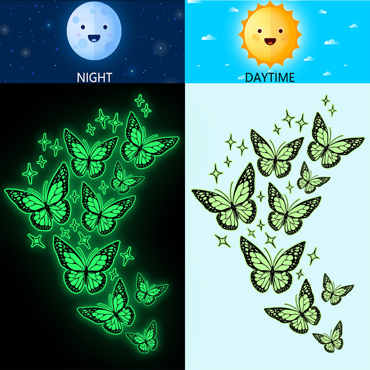 21*29cm Green Luminous PVC Butterfly Wall Stickers - Image 3