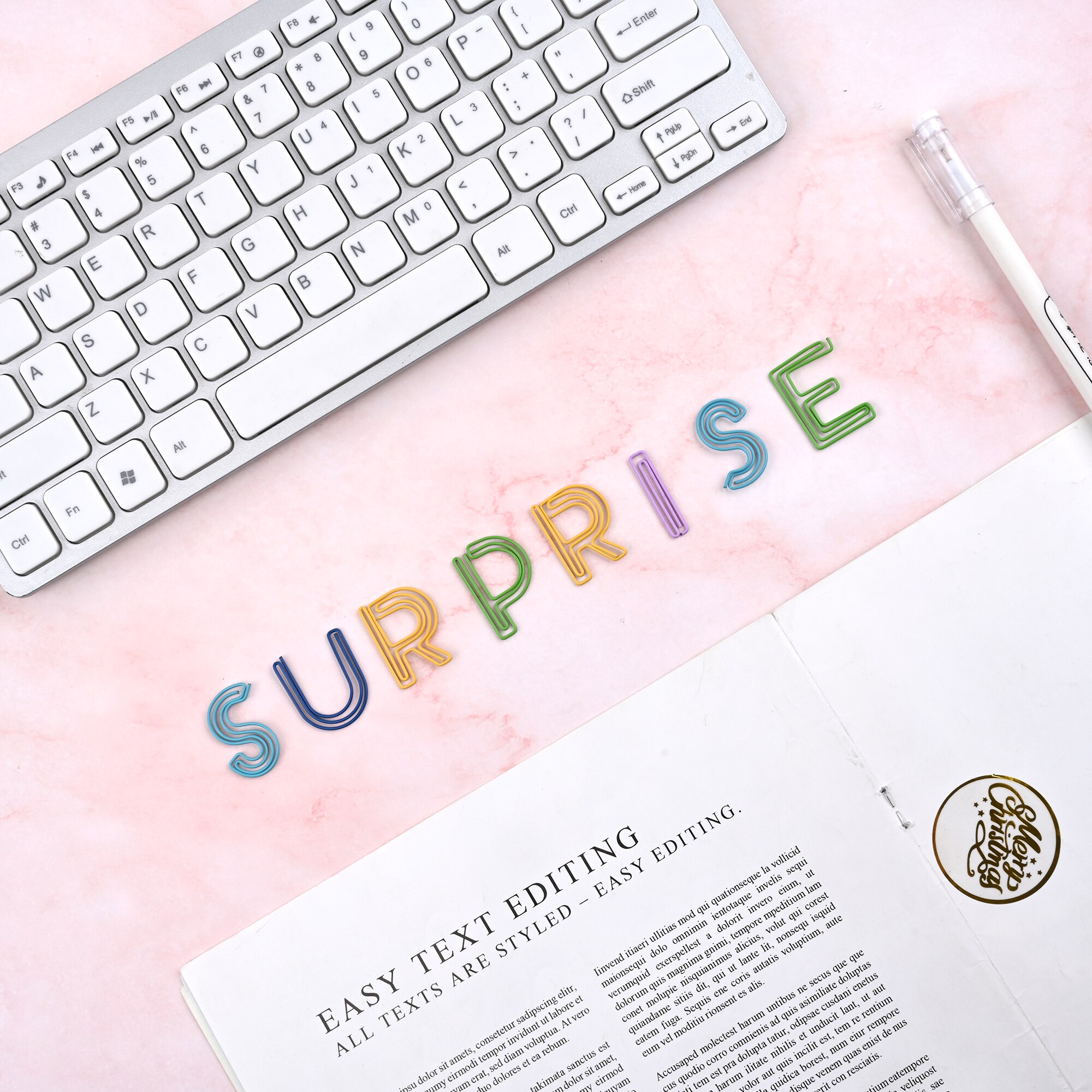 26PCS Cute Metal Alphabet Paper Clips Stationery Set - Image 5