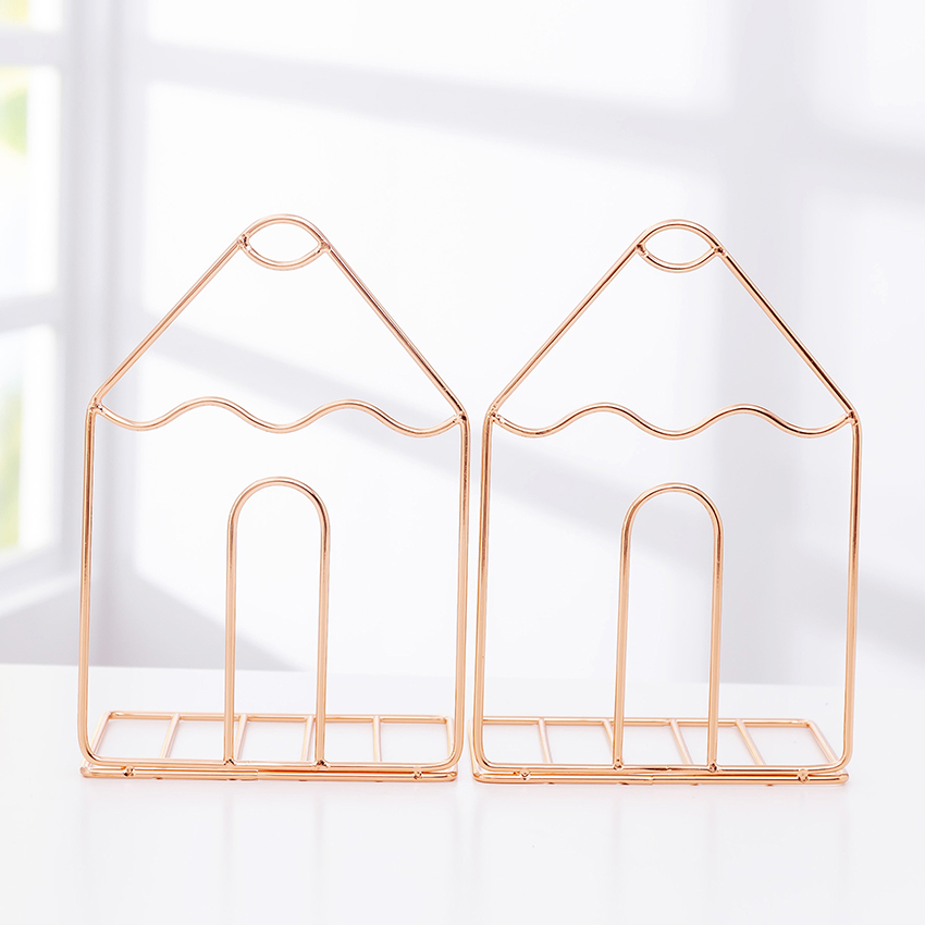 Geometric Small House Metal Book Ends - Image 2