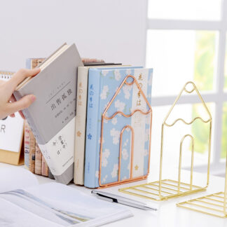 Geometric Small House Metal Book Ends