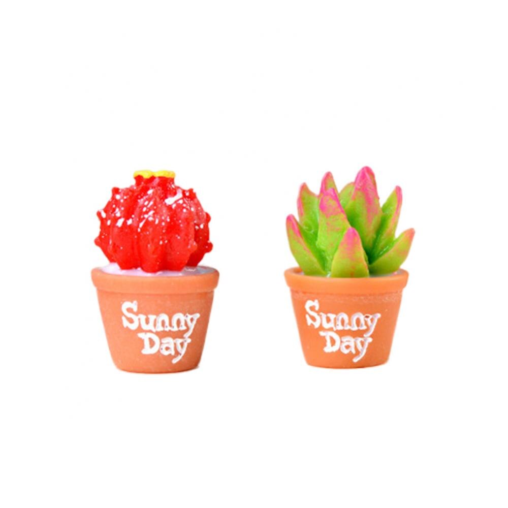 Cute Resin Mini Cactus Pot Decoration 2pcs - Image 2