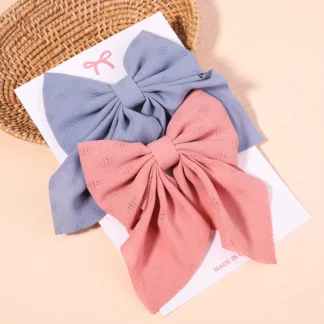 Women Girls Sweet Solid Bowknot Hair Clips Set 1
