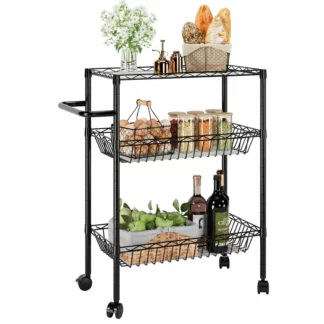 3 Tier Kitchen Trolley Rolling Storage Cart