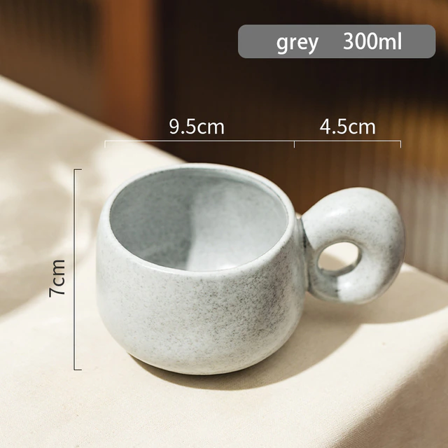 Japanese Stoneware Coffee Mug Breakfast Milk Oatmeal Cups - Image 2