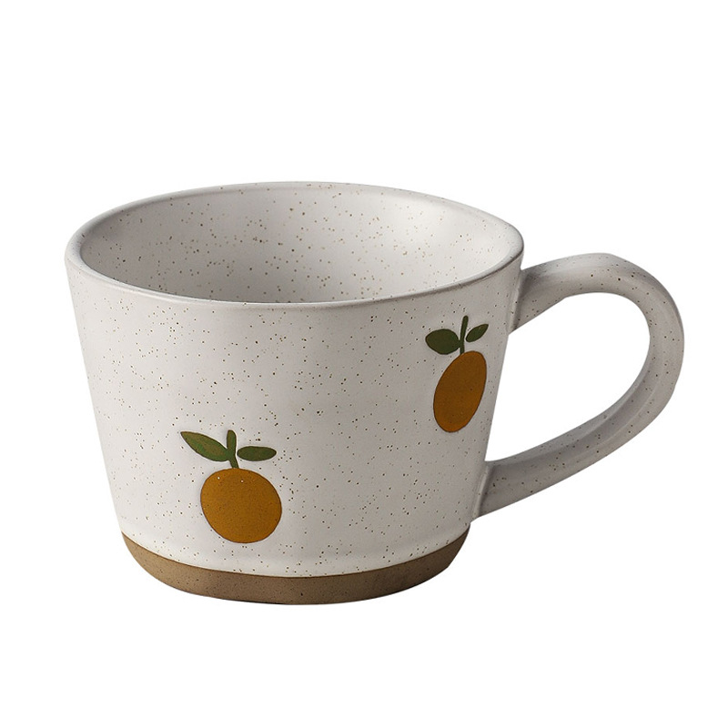 Creative Hand-painted Retro Ceramic Mug Orange, 300ml - Image 3