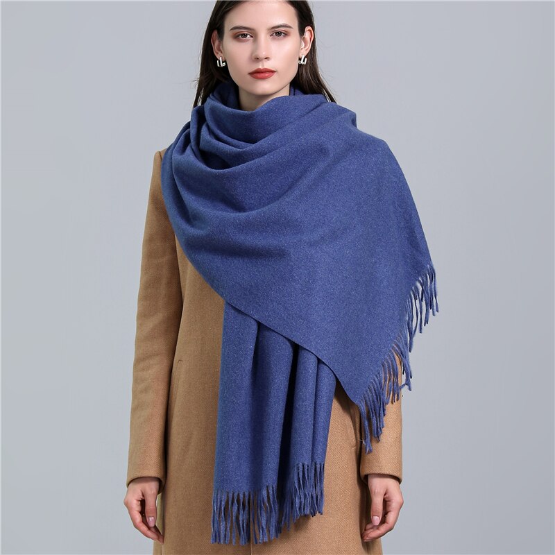 Solid Thick Cashmere Scarf with Tassel Scarves - Image 8