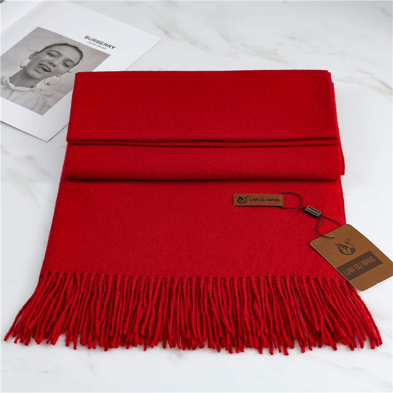 Solid Thick Cashmere Scarf with Tassel Scarves - Image 9
