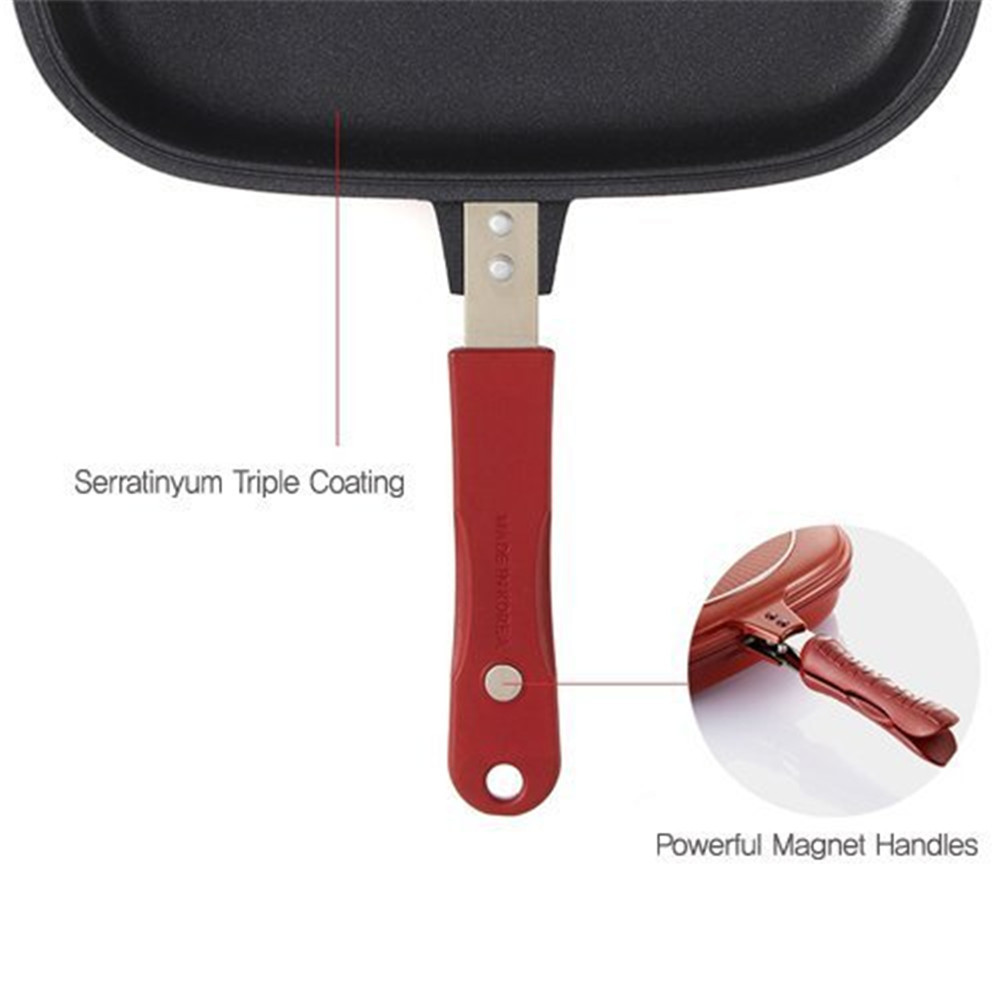 32cm Double-Sided Non-Stick Skillet Grill Pan - Image 6