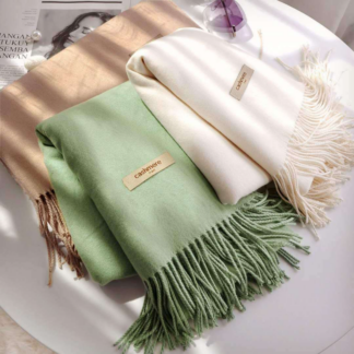 Solid Thick Cashmere Winter Warm Scarf with Tassel Scarves for Women