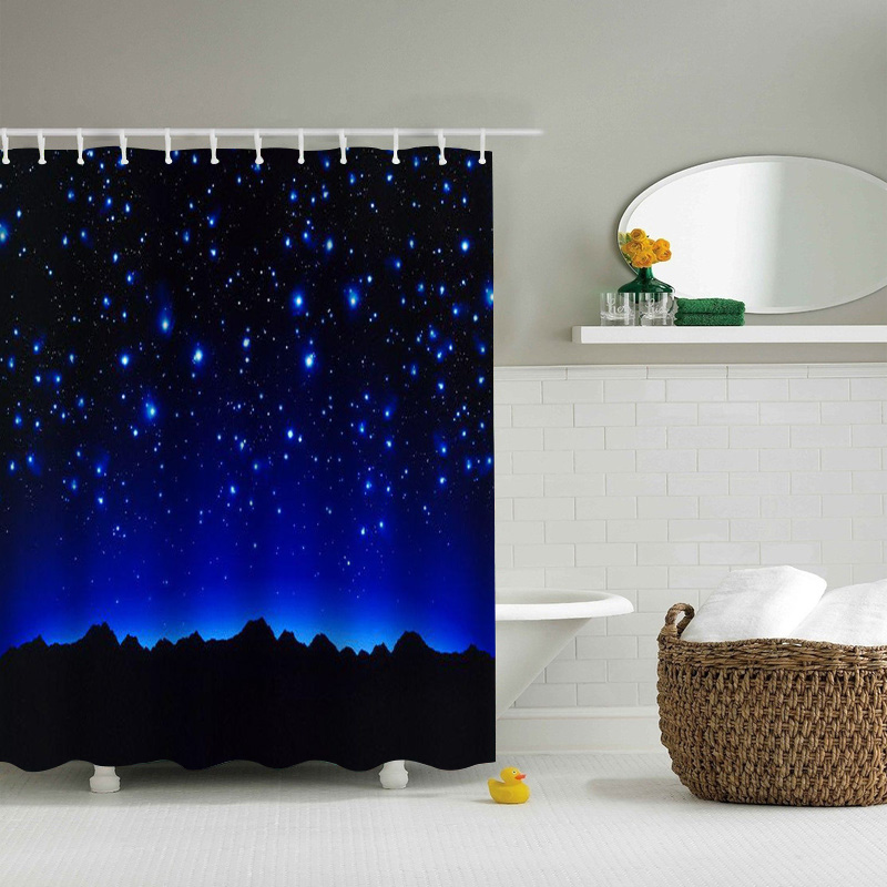 3D Beautiful Starry Night View Shower Curtain