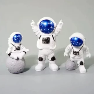 3 PCS Blue Resin Astronaut Figure Statue