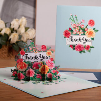 3D Small Fresh Flowers Thank You Card With Envelope