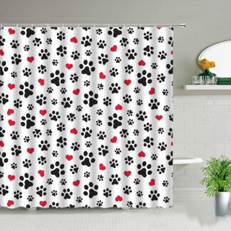 3D Waterproof Shower Curtain Set Animal Paw Print, Polyester