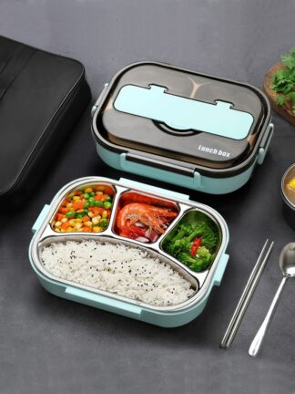 4-Grid Thermal Lunch box, Stainless Steel