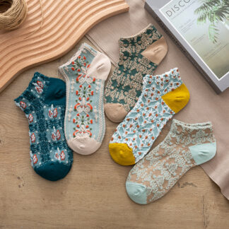 5 Pairs Set Flowers Socks