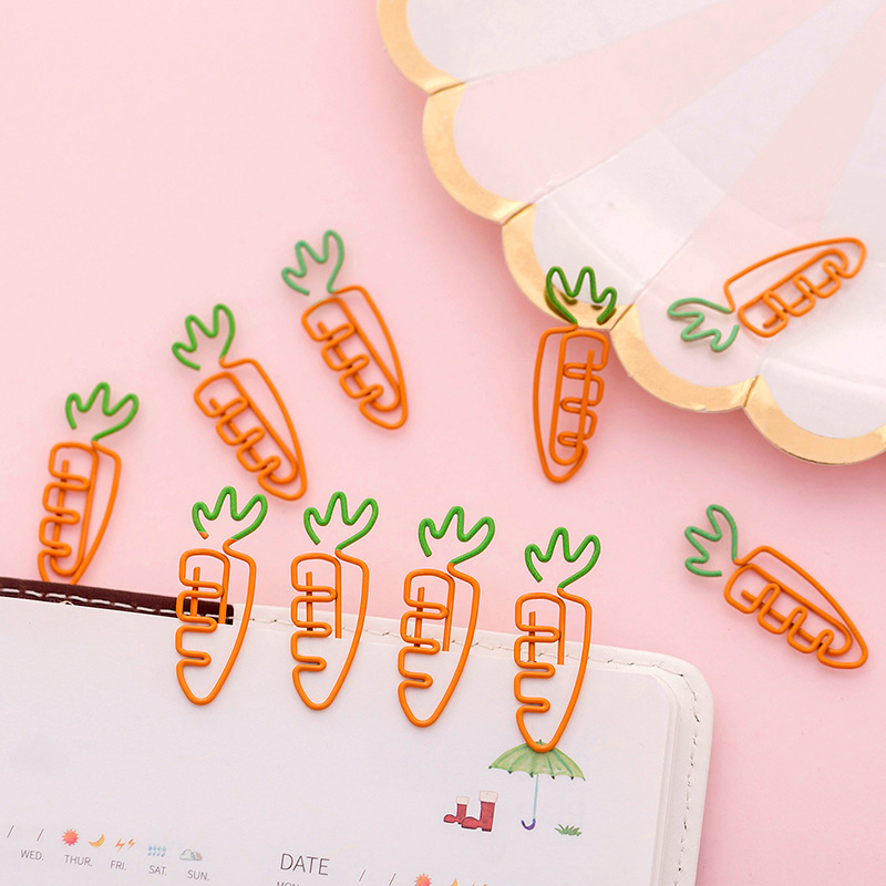 5 pcs/lot Creative Kawaii Carrot Shaped Metal Paper Clip Bookmark - Image 2